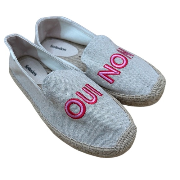 Soludos Shoes - Anthropologie Soludos Espadrille Flats Cream Pink Embroidery, Women's 8, EUC